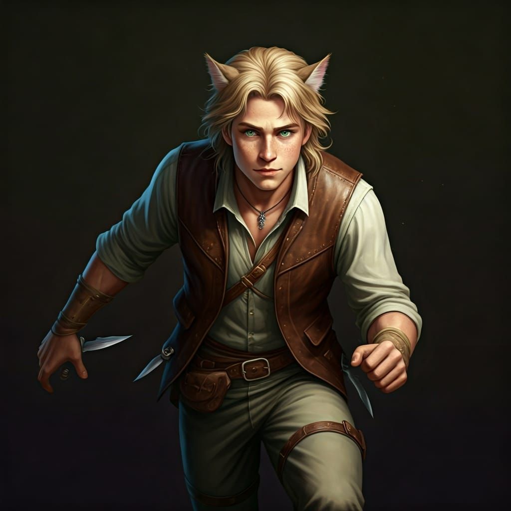 Agile Blond Rogue with Throwing Knives
