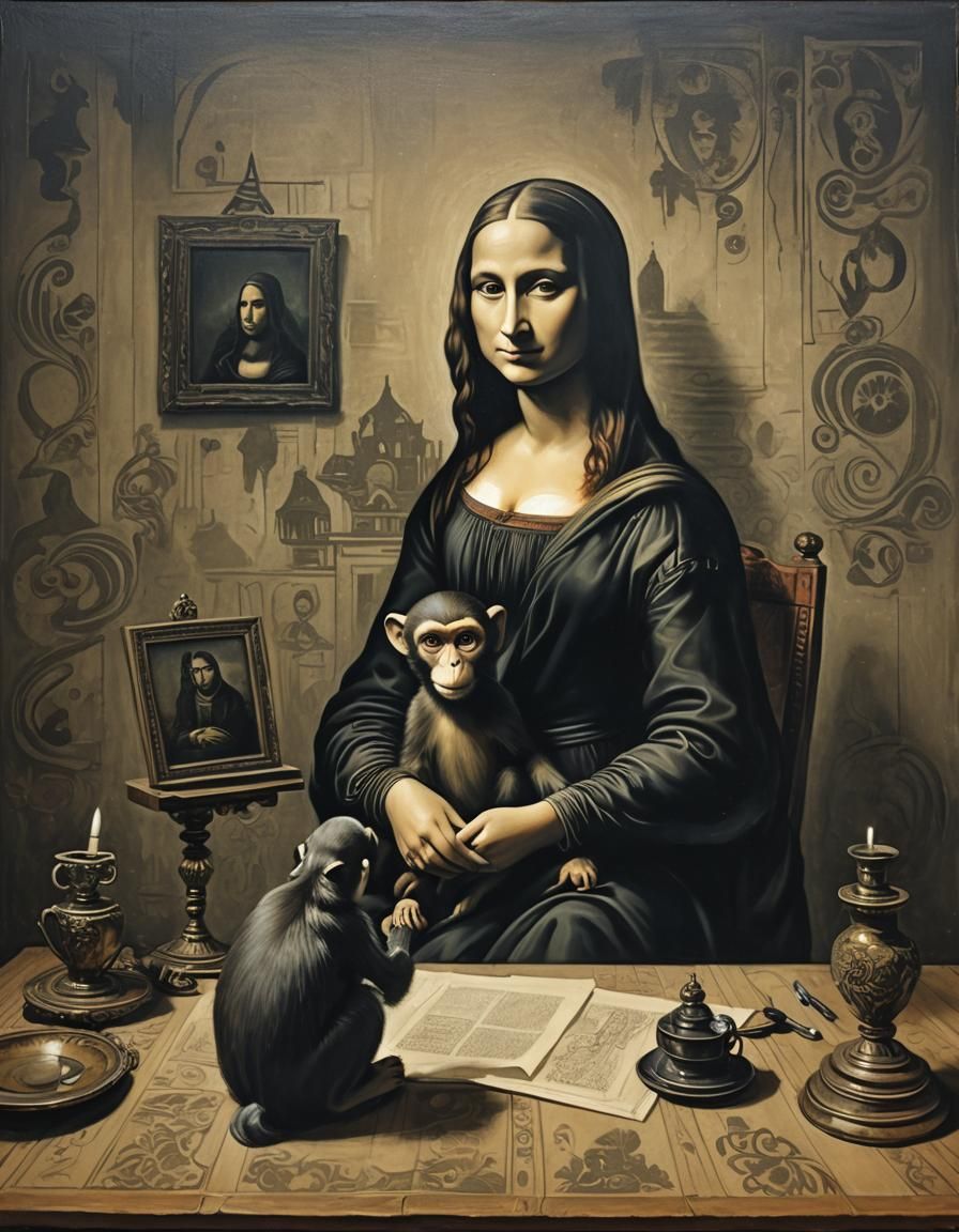 Mona lisa and her cheeky monkeys.