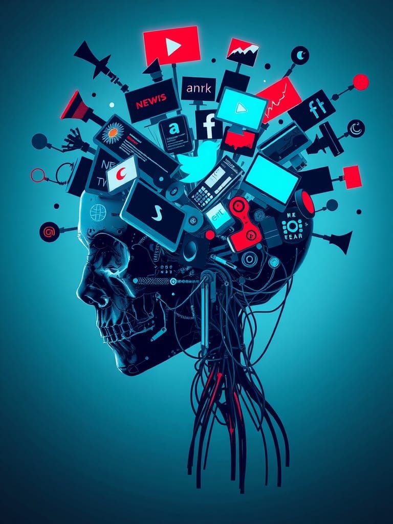 Cybernetic Analyst's Mind Explodes With Media Icons