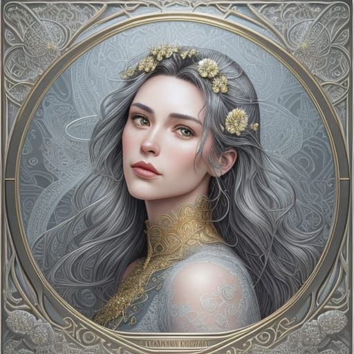 Thistle Portrait in Elegant Art Nouveau Style