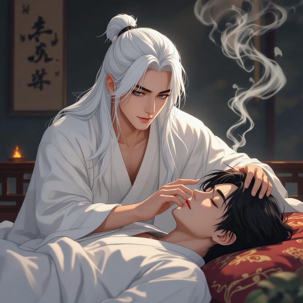 Serene Guhua Scene: Two Youths in Chinese Setting