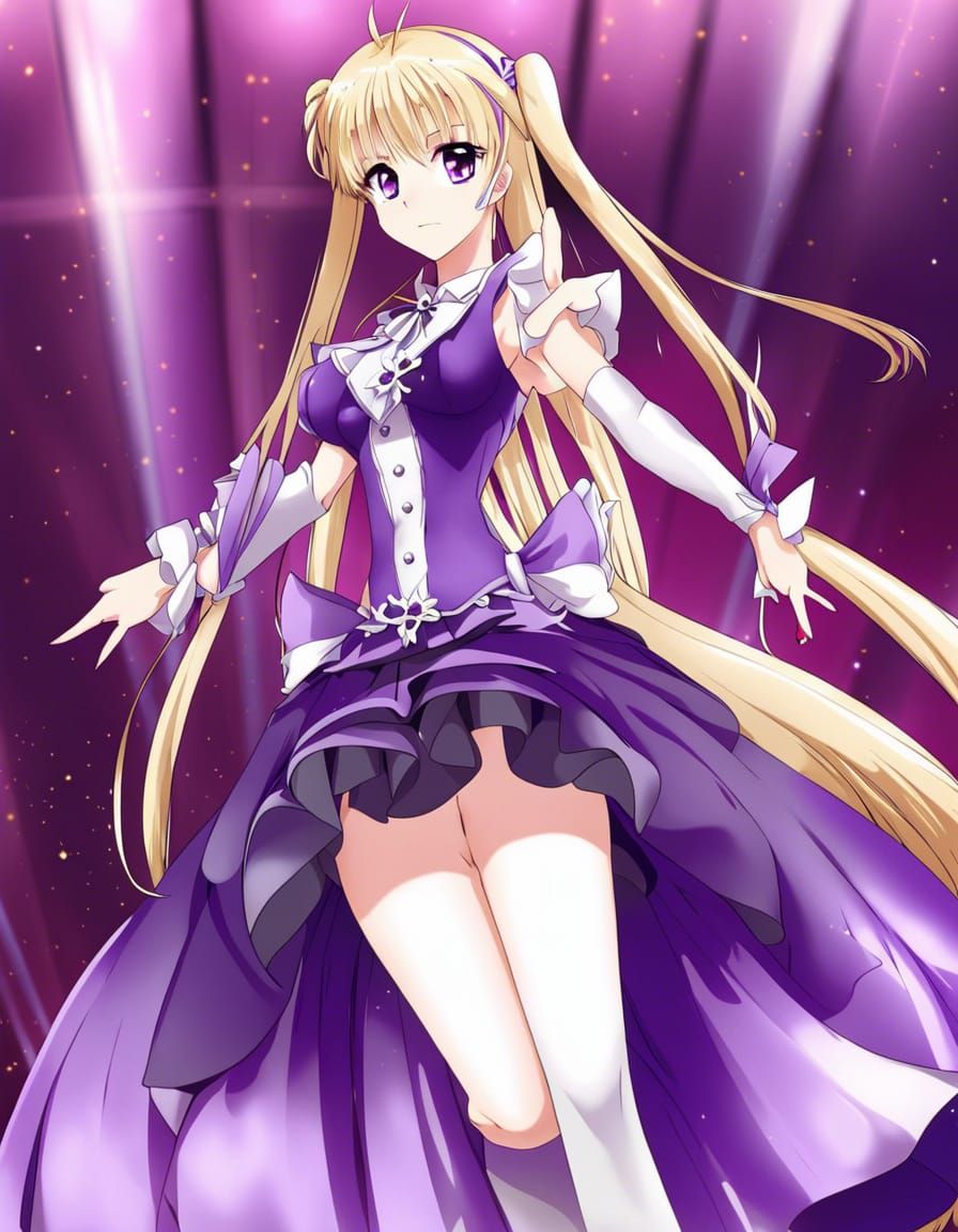 Anime Schoolgirl with Blonde Hair in Manga Style