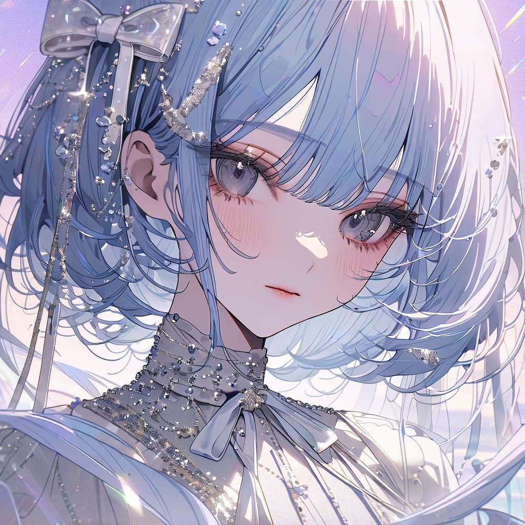 Ethereal Anime Girl in Elegant White Dress