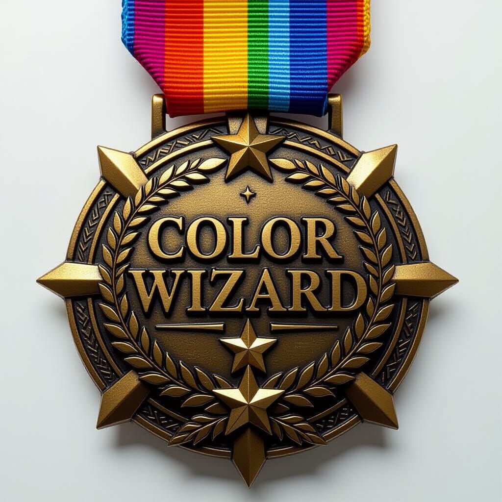 Bronze 'Color Wizard' Badge in Hyper-Realistic Style