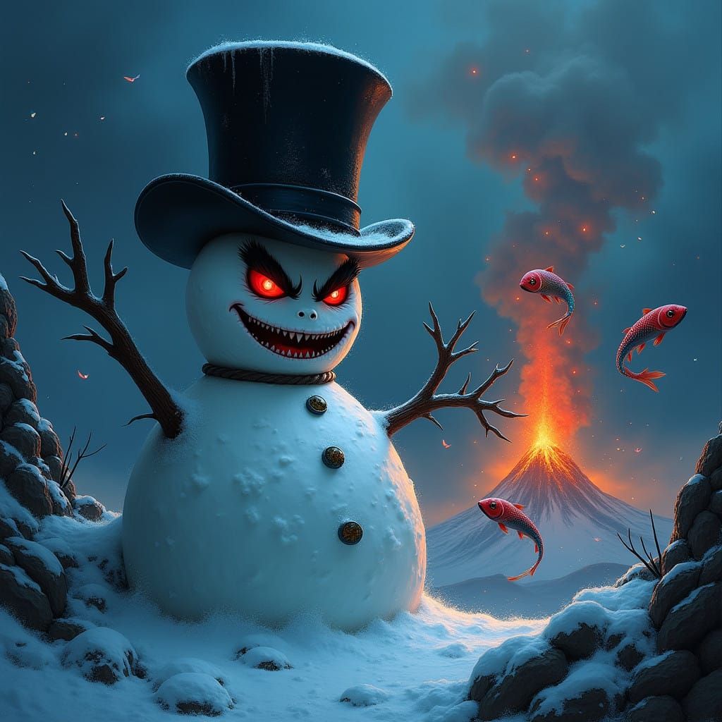Midnight Snowman of Darkness, Victorian Villain in Gothic St...