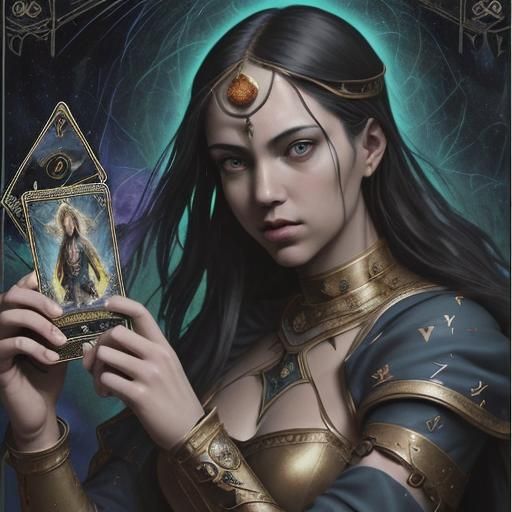 Detailed Tarot Card Art in Hyperrealistic Style