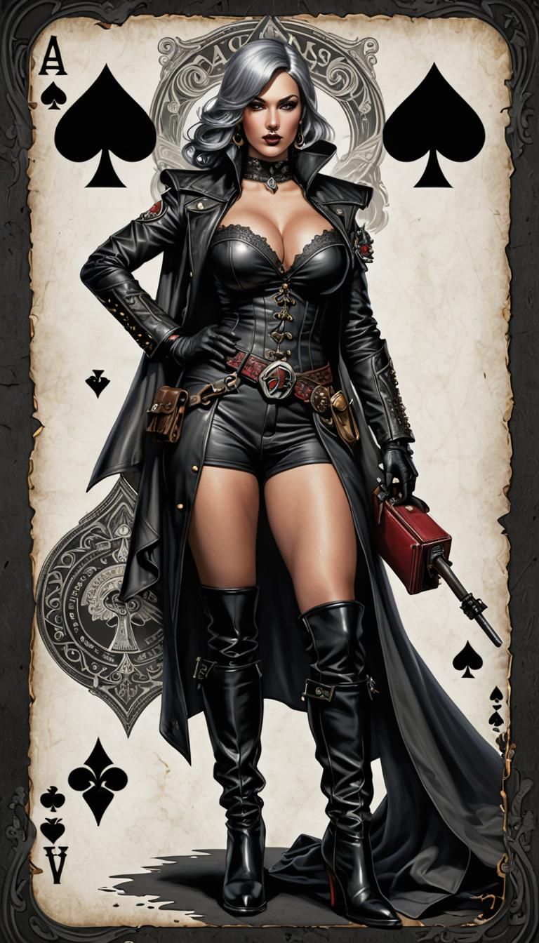 Ace of Spades Pinup Girl Centered Hyperrealistic Concept