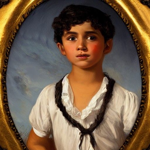 Victorian Style Painting of Dominican Boy