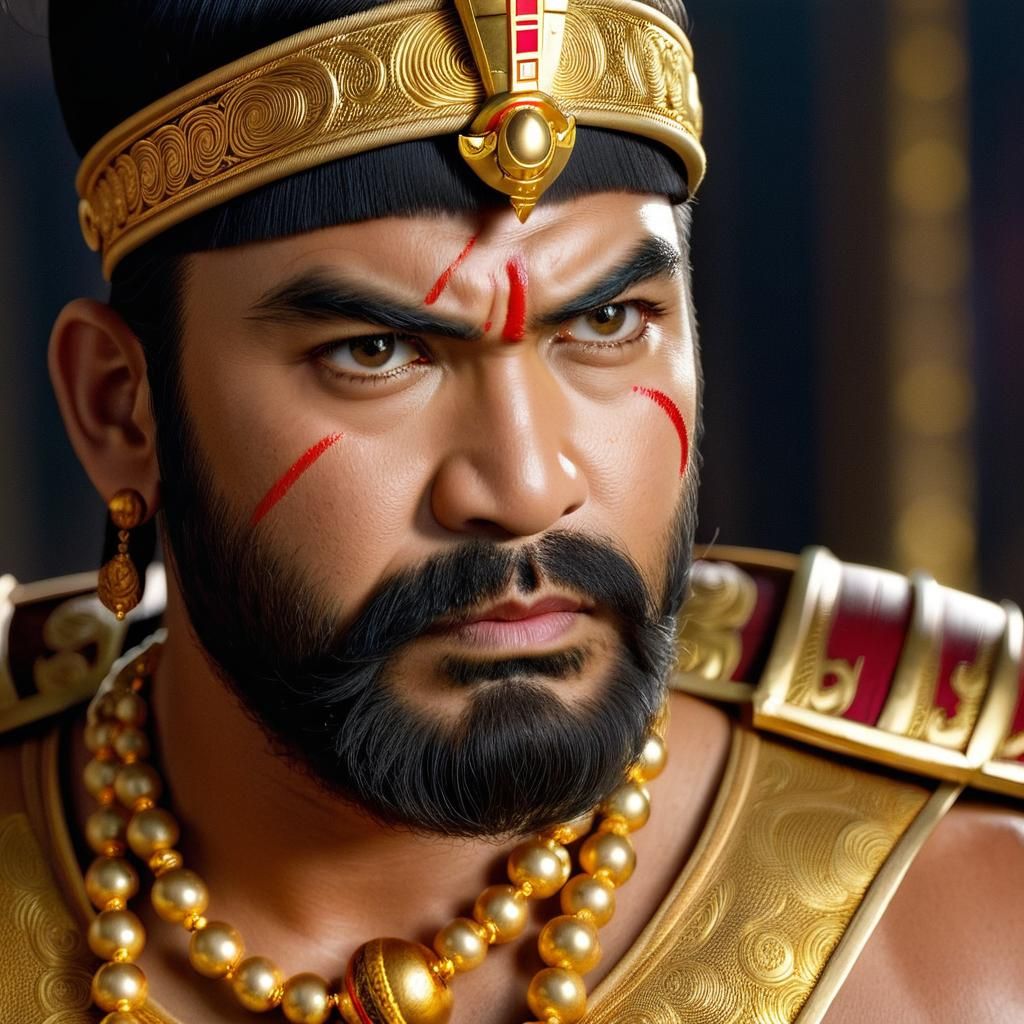 Regal King with Gold Necklace and Scar