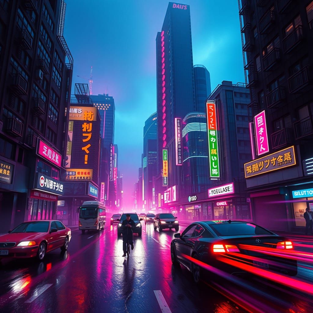 Cyberpunk Metropolis: Neon Skyscrapers and Hovercars