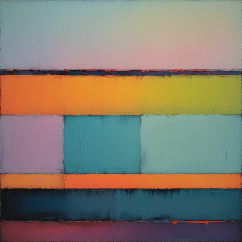 Abstract Landscape in Rothko Style with Neon Accents