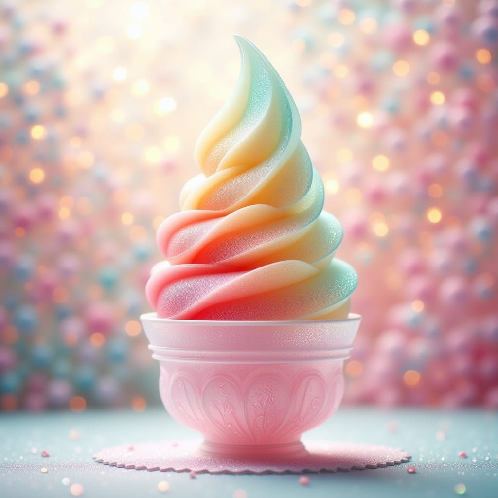 Origami Ice Cream Dreamscape in Pastel Hues