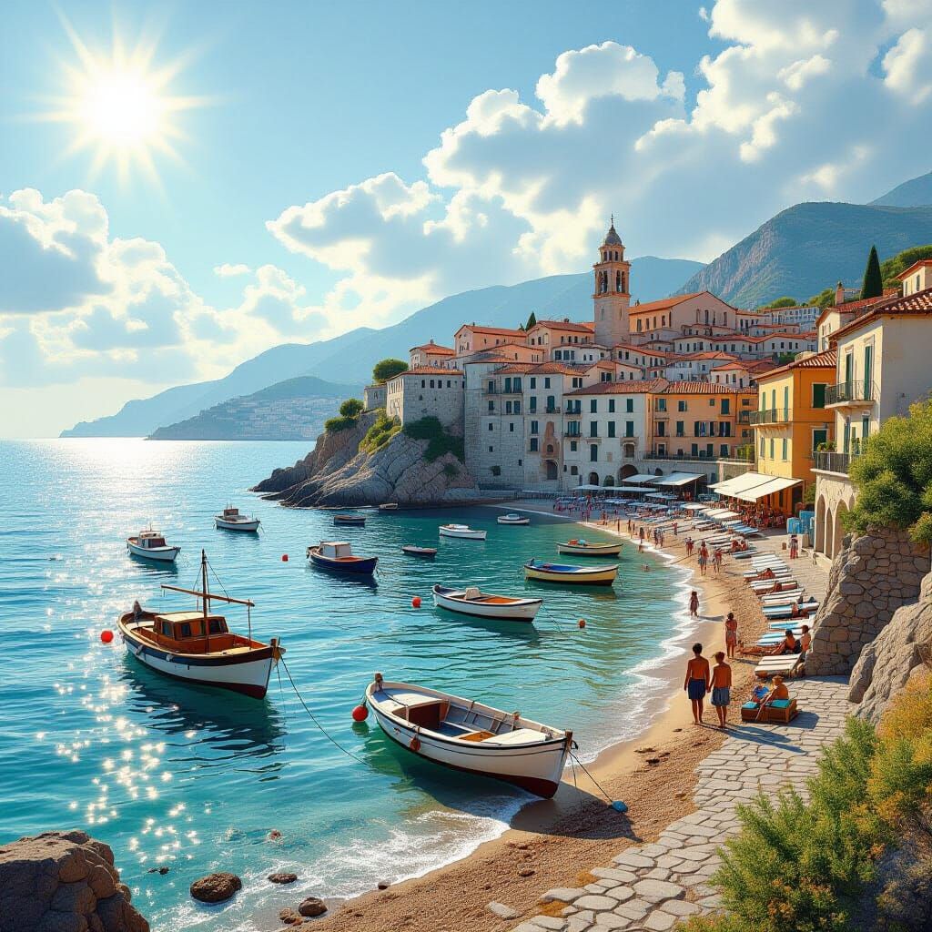 Gaeta Mediterranean Coast Seascape in Photorealistic Style