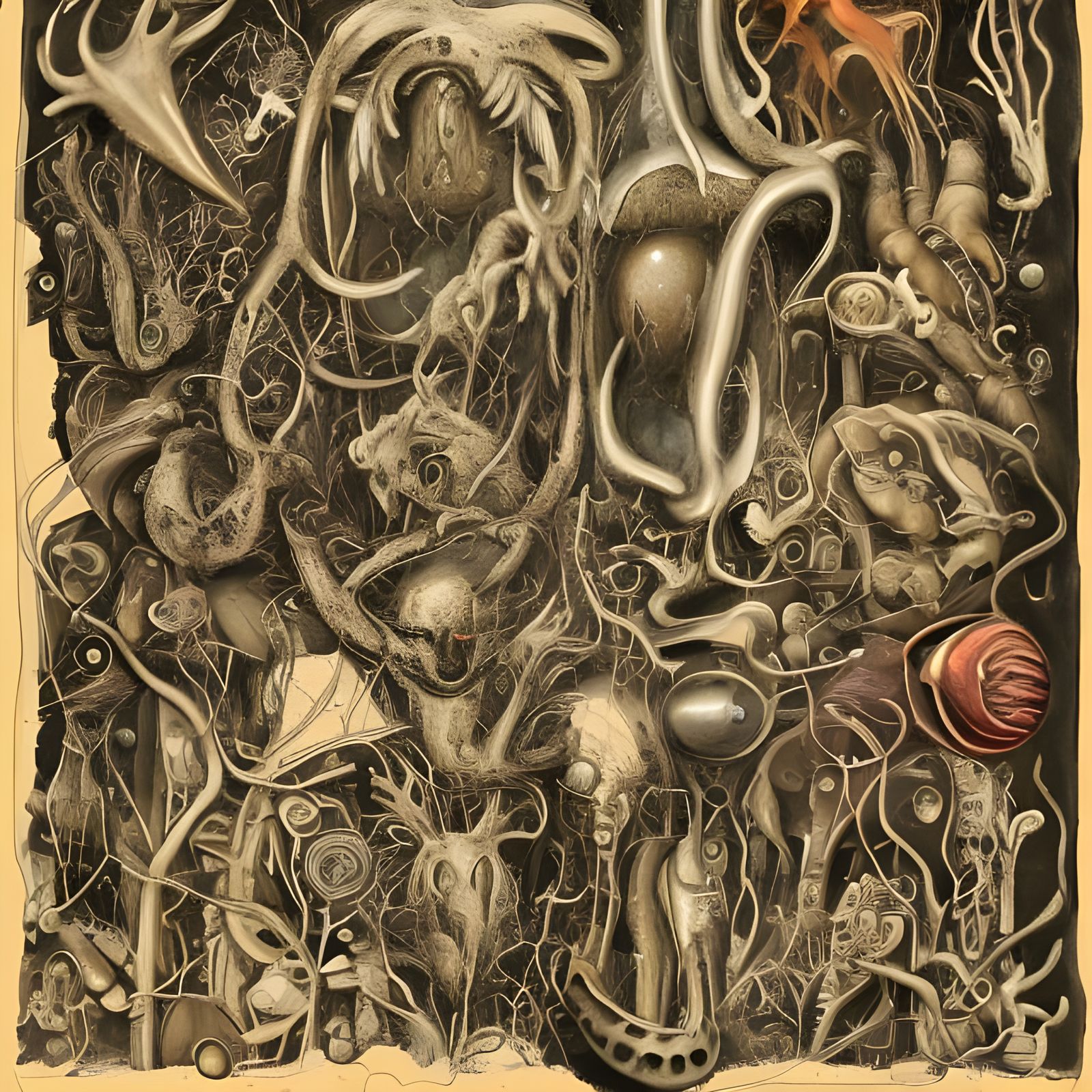 Surreal Cyborg Squid with Antlers in Alien Landscape