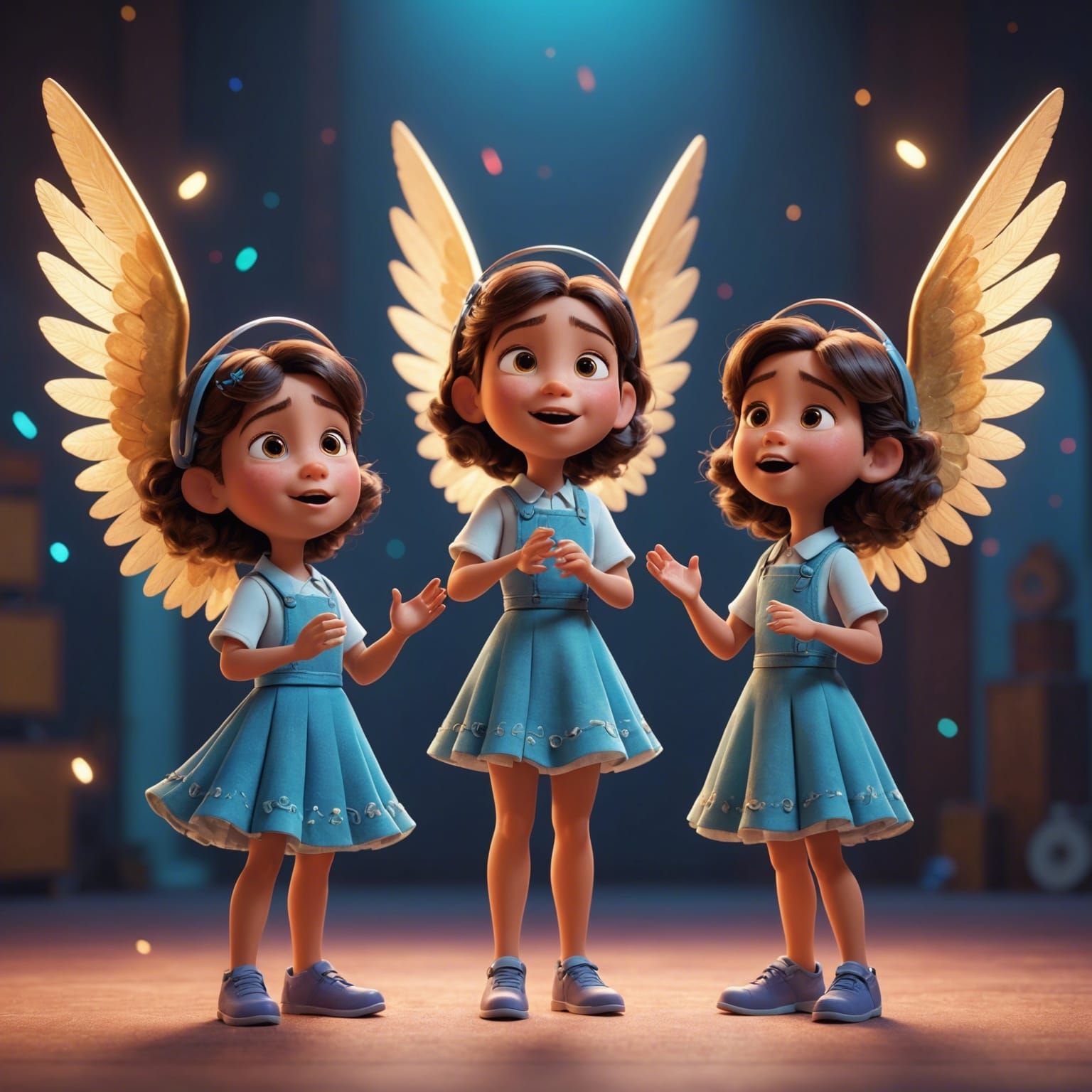 Singing Angels in 3D Digital Art Style