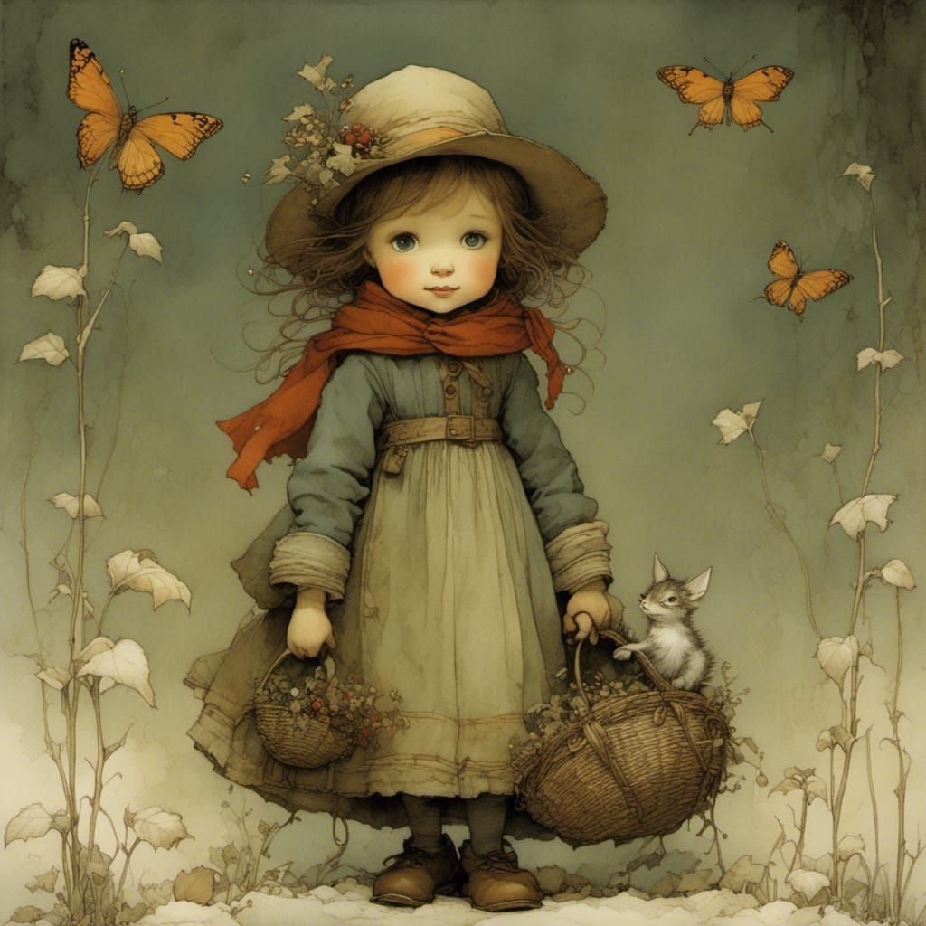 Nostalgic Whimsical Scene in Storybook Style