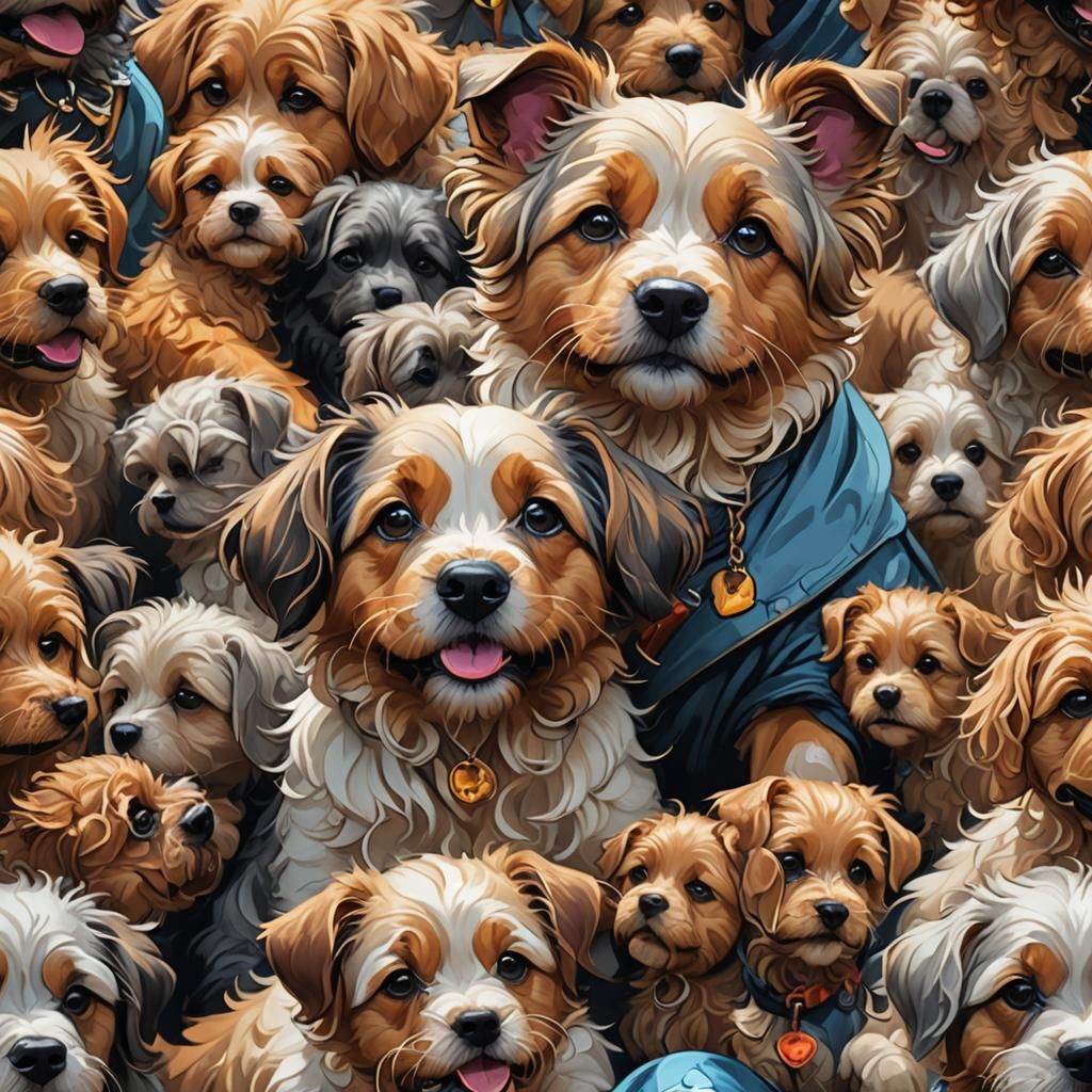 Adorable Dog Portrait in Hyperdetailed Digital Art Style