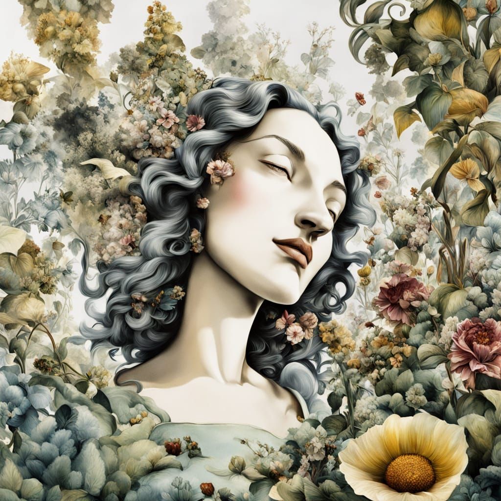 Surrealist Portrait in Vibrant Bloom