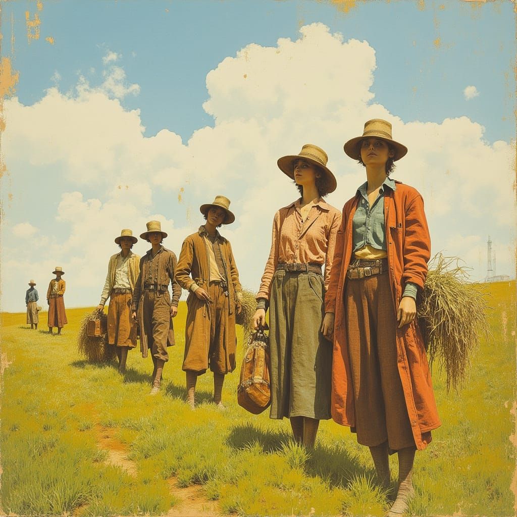 Hay Harvest in Impressionist Style