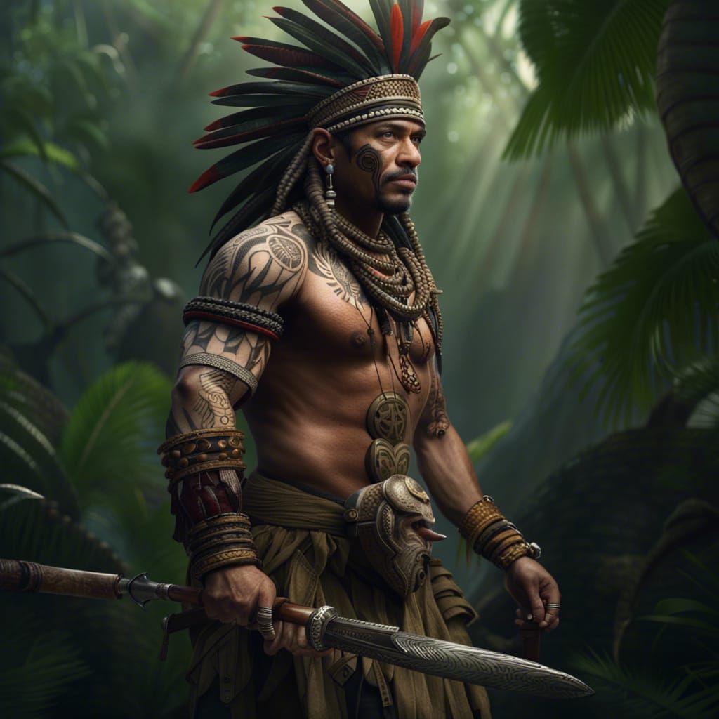 Jungle Chief Warrior Portrait in Detailed Matte Painting