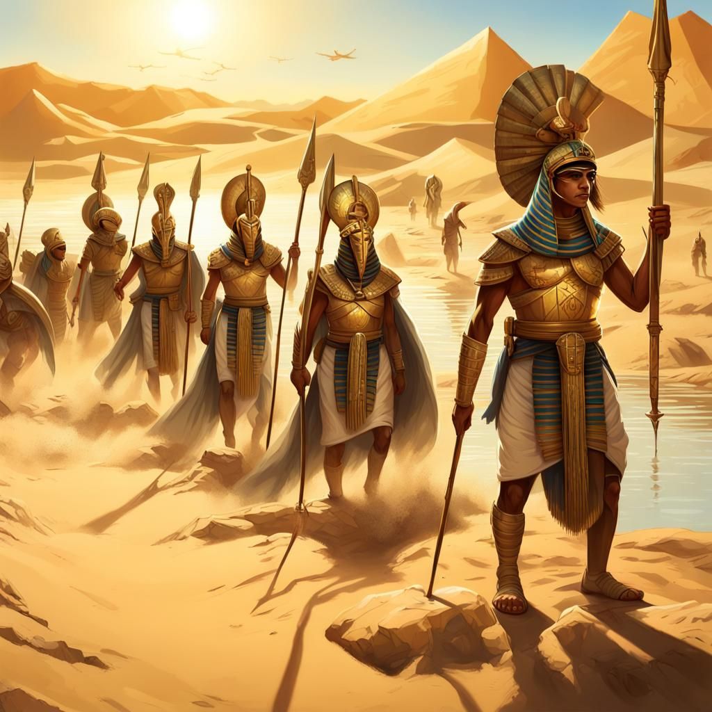 Egyptian Troops Patrolling the Nile in Hyperrealism