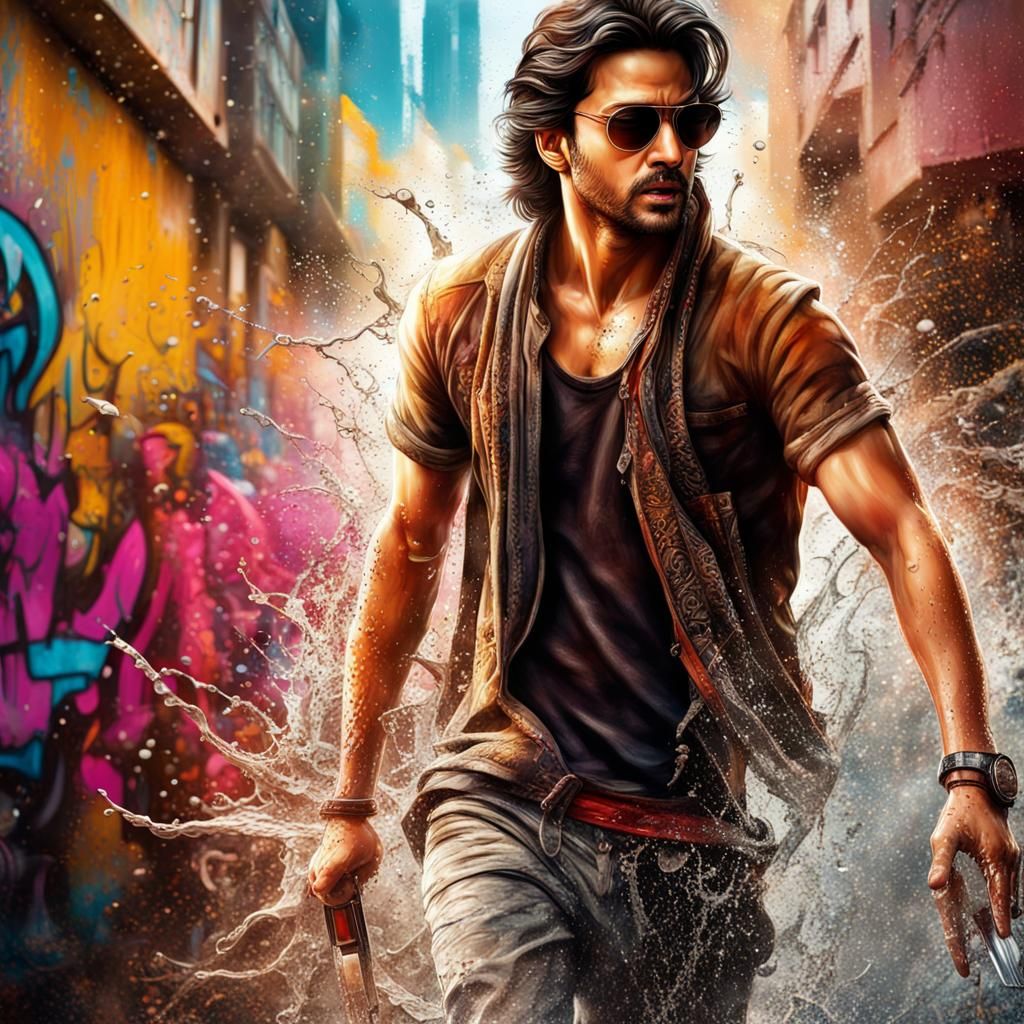 Hyperrealistic Bollywood Movie Scene in Splash Art Style