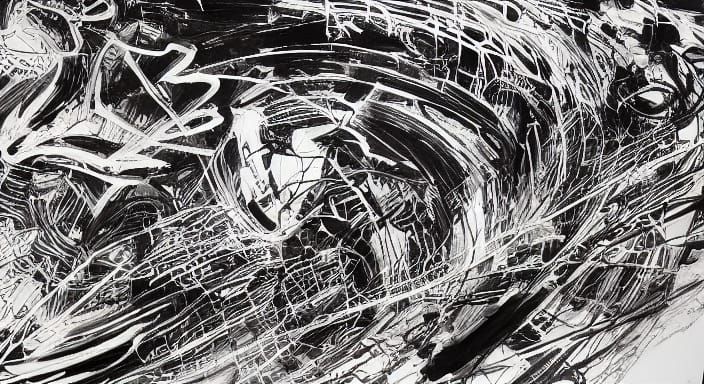 Kim Jung Gi Style Mural of Destruction in Ink