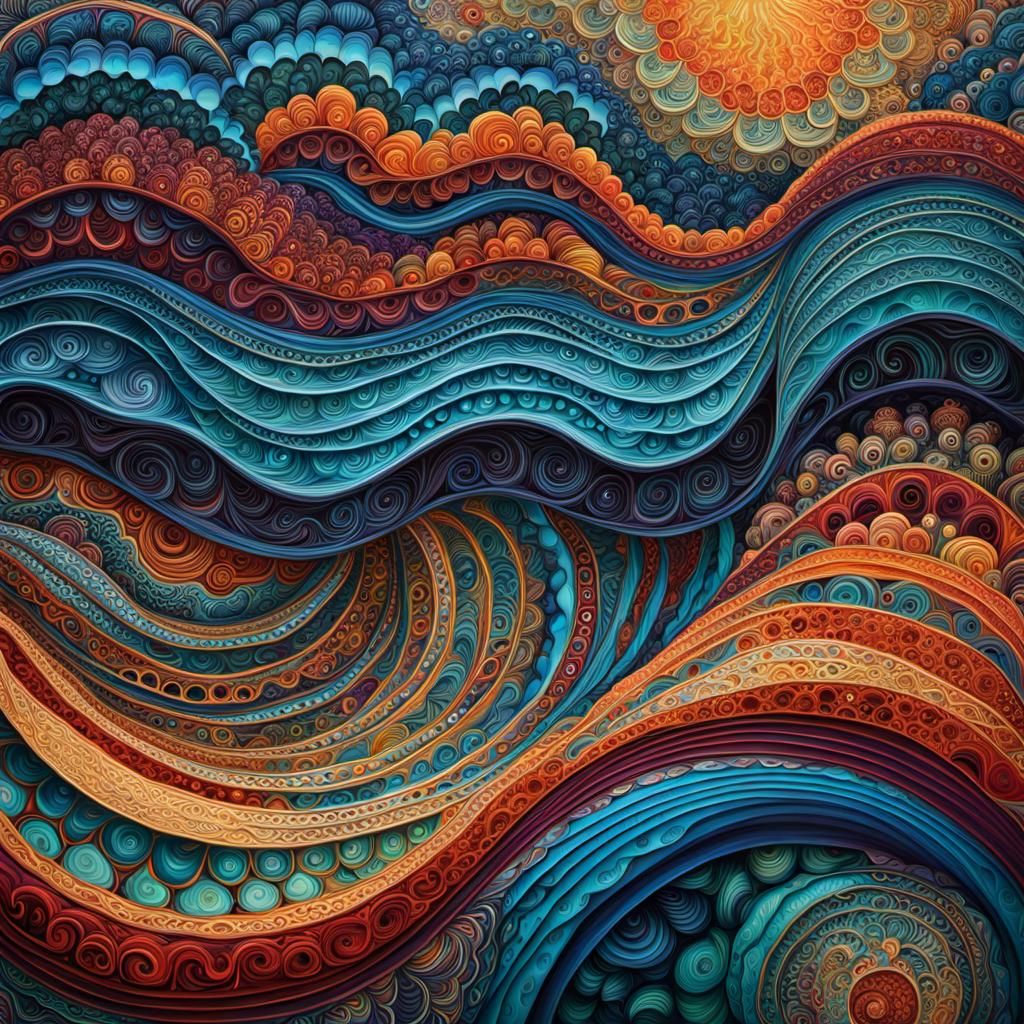 Intricate Zentangle Pattern in Encaustic Style