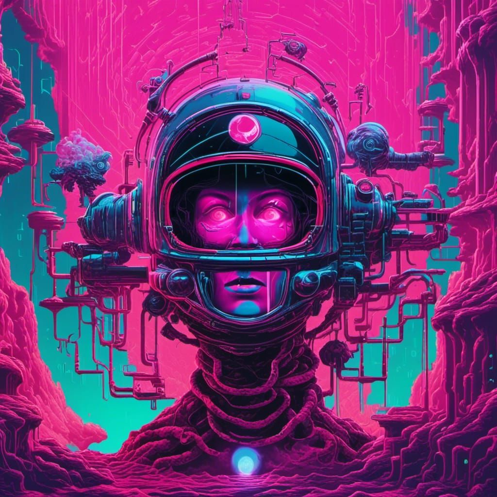 Vaporwave Quantum Hivemind Equilibrium in Digital Art