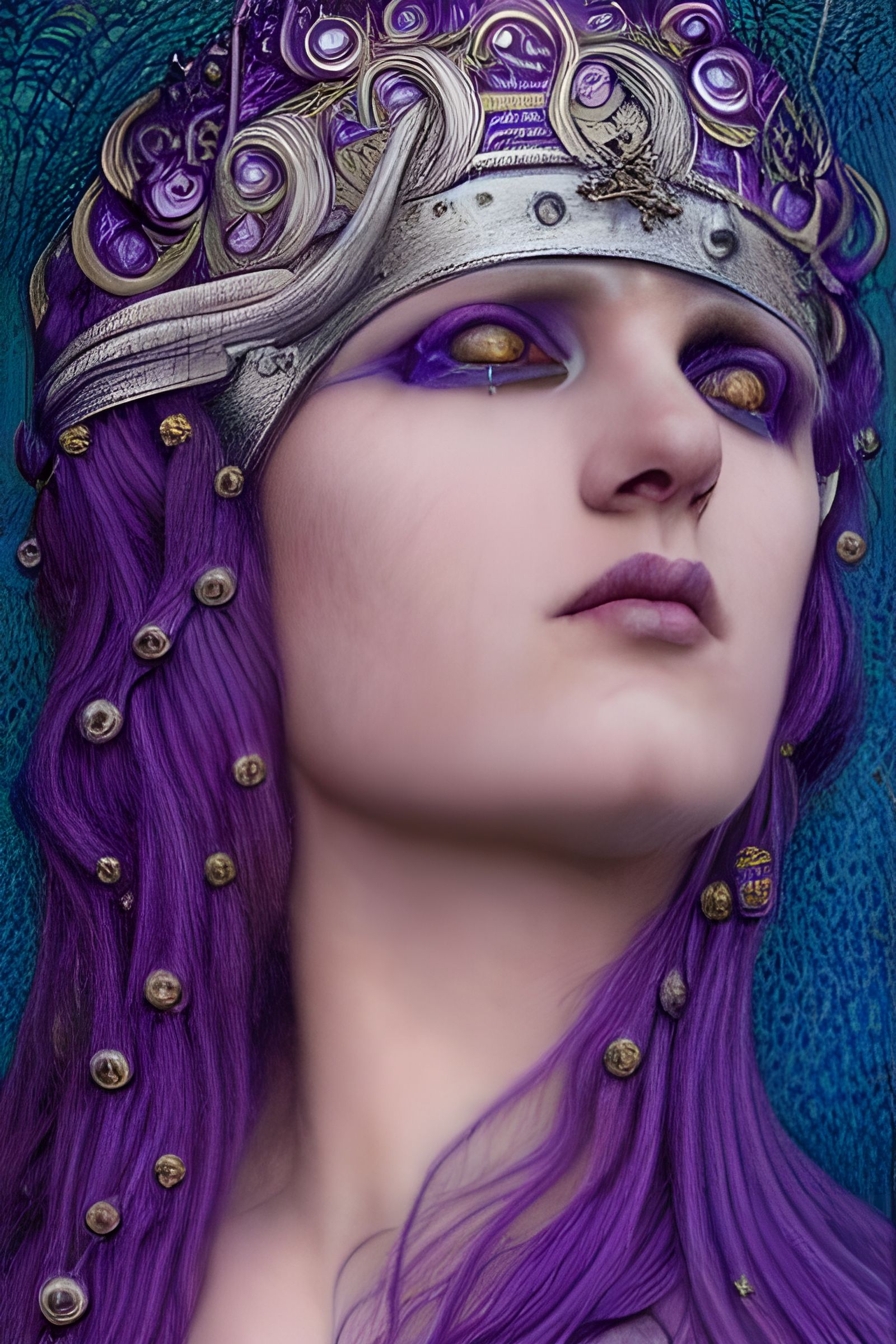 Medieval Punk Queen Portrait in Art Nouveau Style