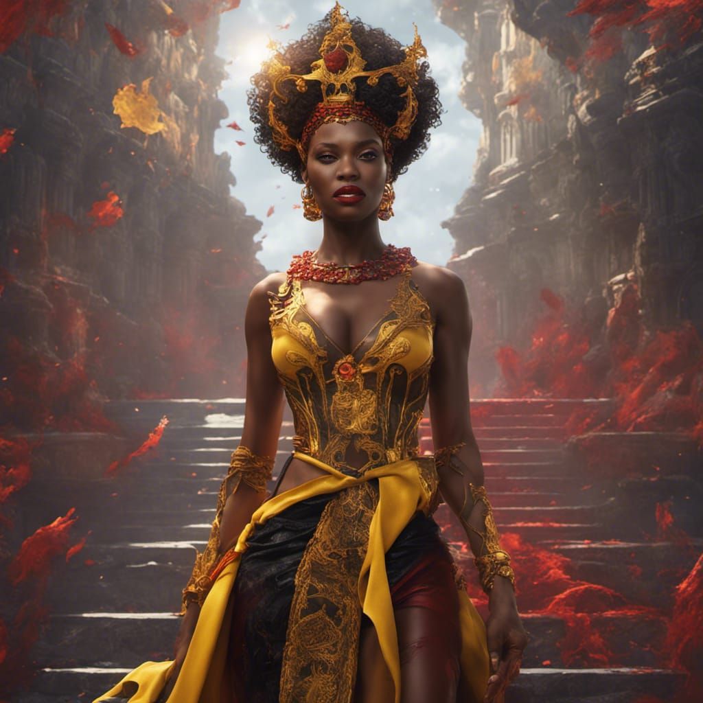 Colorful Black Woman Queen: Fantasy Art