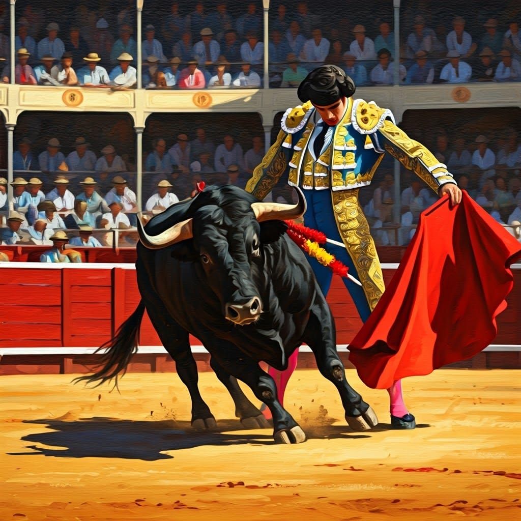 Dramatic Bullfight Scene in Expressive Spanish Style