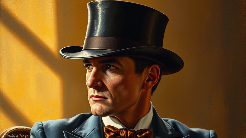 Elegant Gentleman in Top Hat, Oil Painting Style