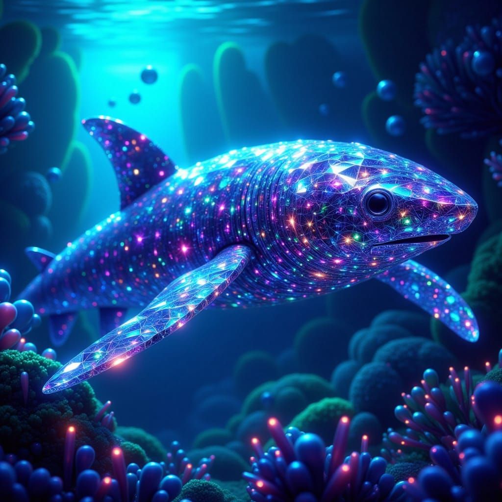 Gemstone Shark in Ethereal Deep Ocean Light