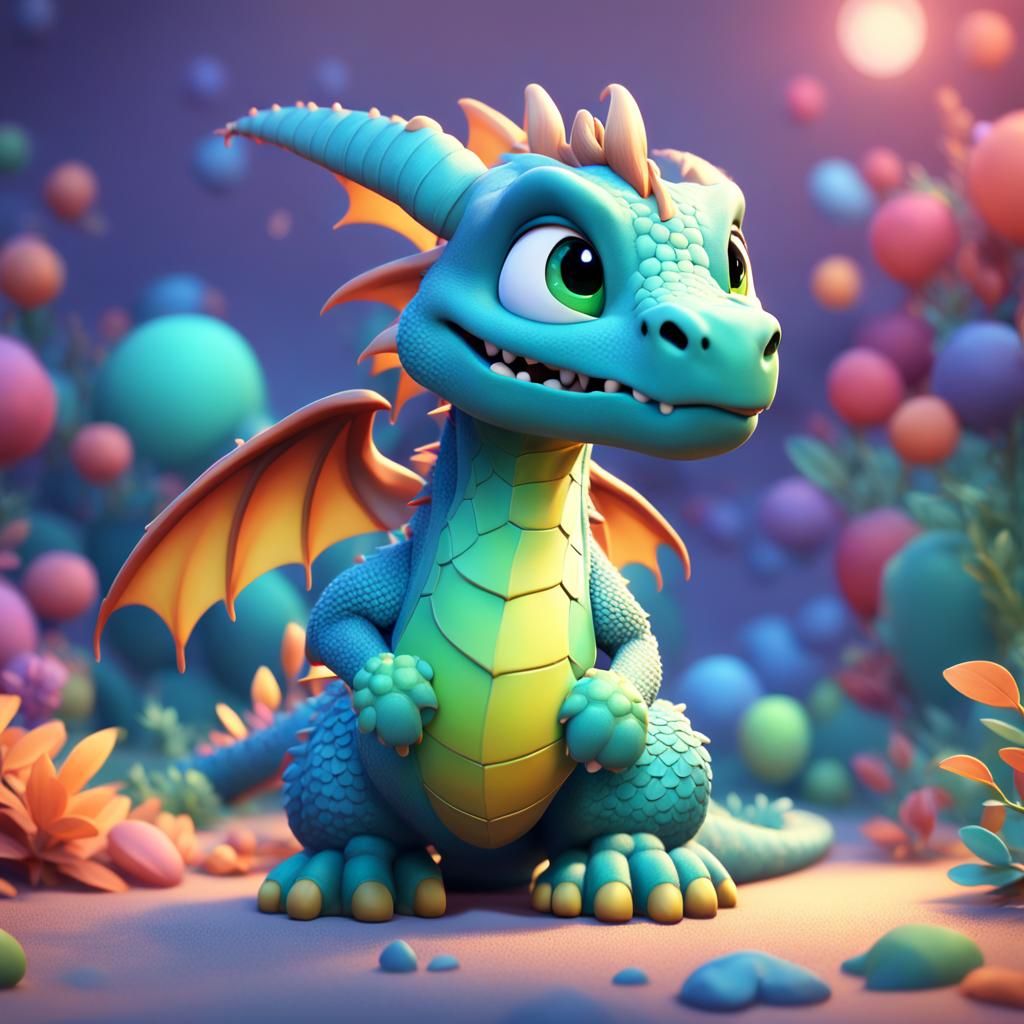Cute Dragon in Casual Style as Pixar 3D Art