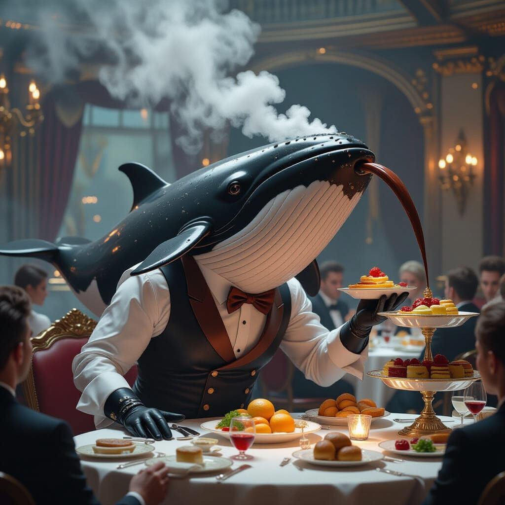 Chocolate Whale Buffet in Futuristic Style
