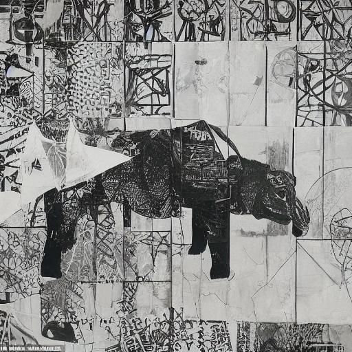 Surreal Hippopotamus Habitat, Collage and Dreamlike Art