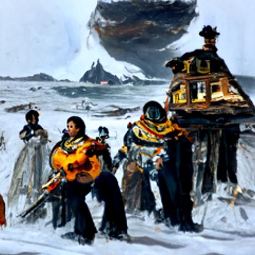 Antarctica Mariachi Band With Marvel Hero in Oil Painting