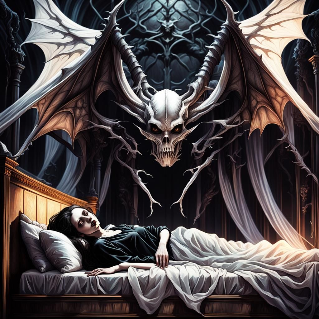 Eerie Gothic Demon Under Dark Canopy