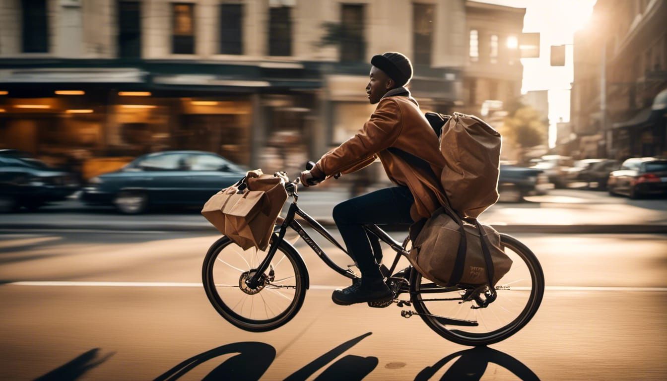 Urban Cyclist in Motion: Street Photography at Golden Hour