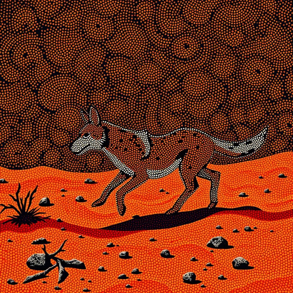 Vibrant Dingo Embarks on Riverbed Odyssey in Earthy Aussie A...