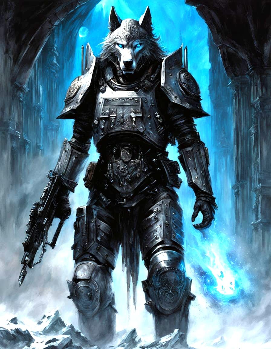 Space Wolf Super Soldier in Warhammer 40k Style