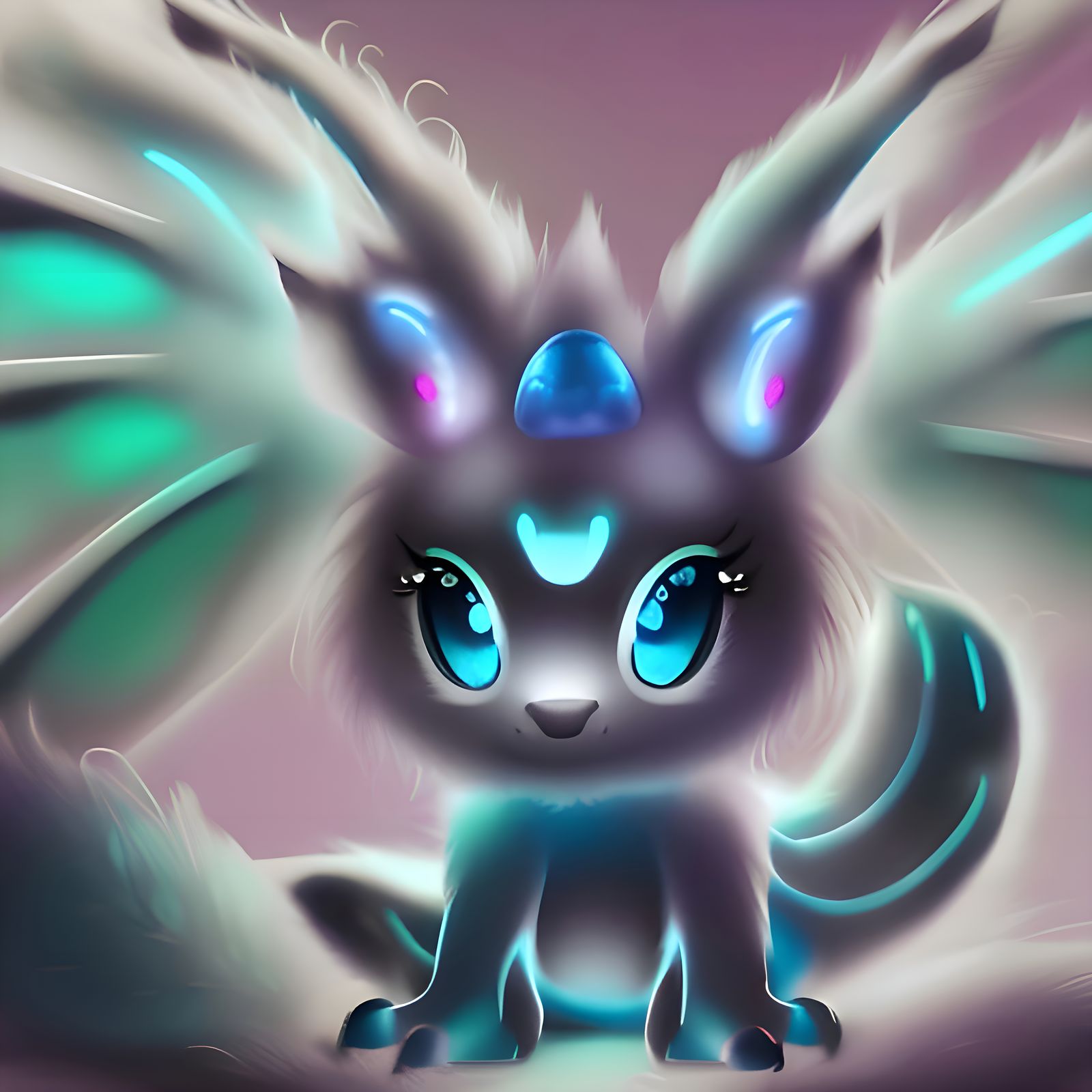 Cute Dragon-Rabbit Hybrid in Art Nouveau Style