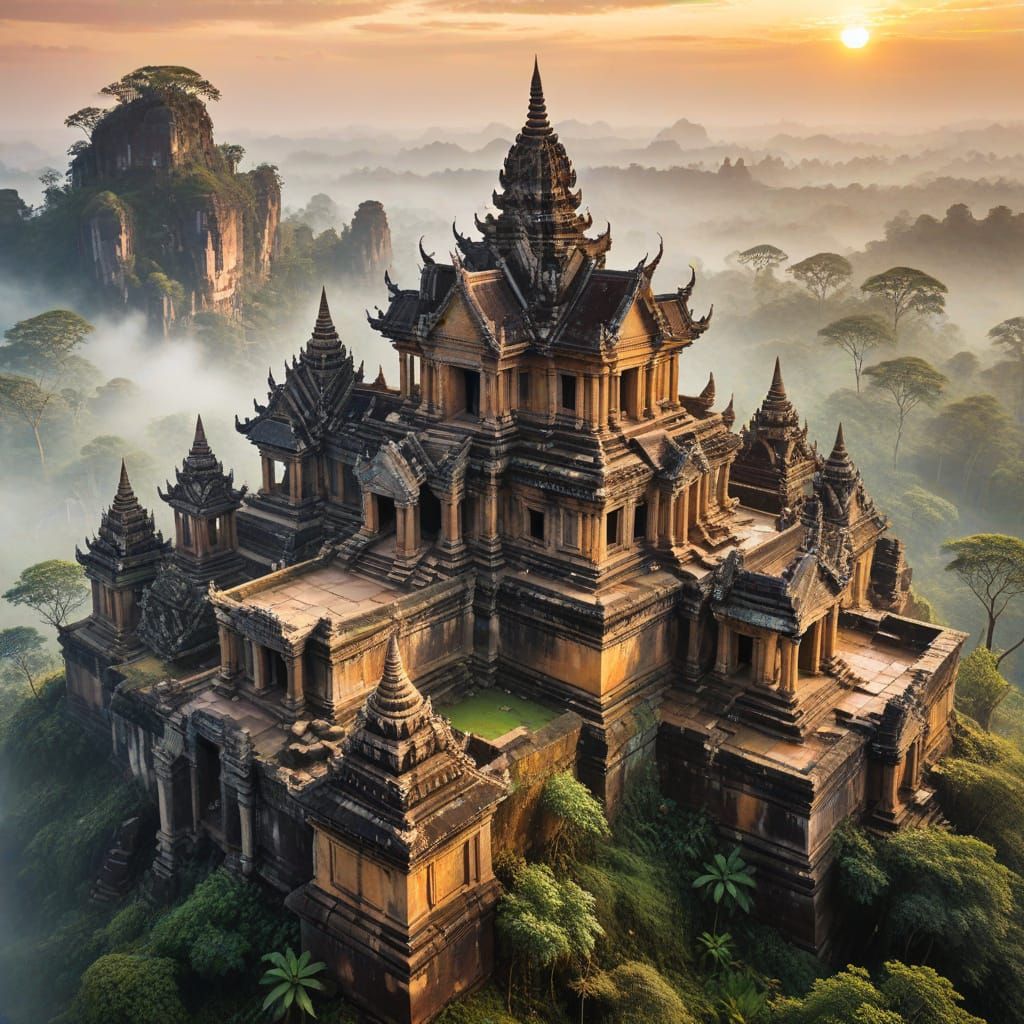 Preah Vihear Temple at Sunrise: Khmer Architecture