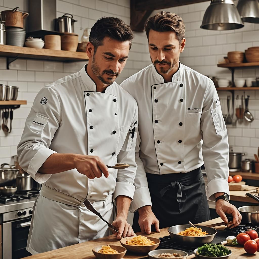 Chef Teaching Cooking Skills to Apprentice