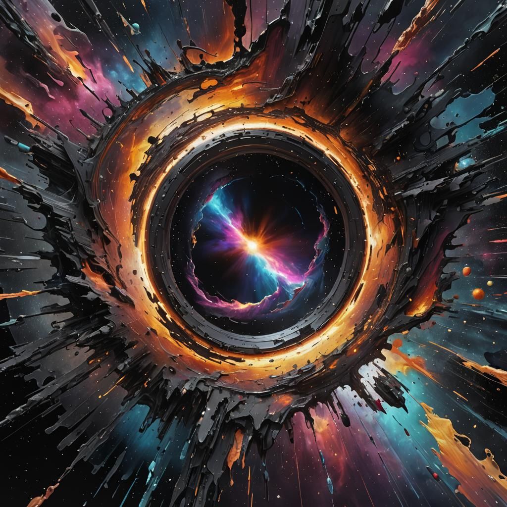 Spaceship Plunging into Black Hole: Hyperrealistic Splash Ar...