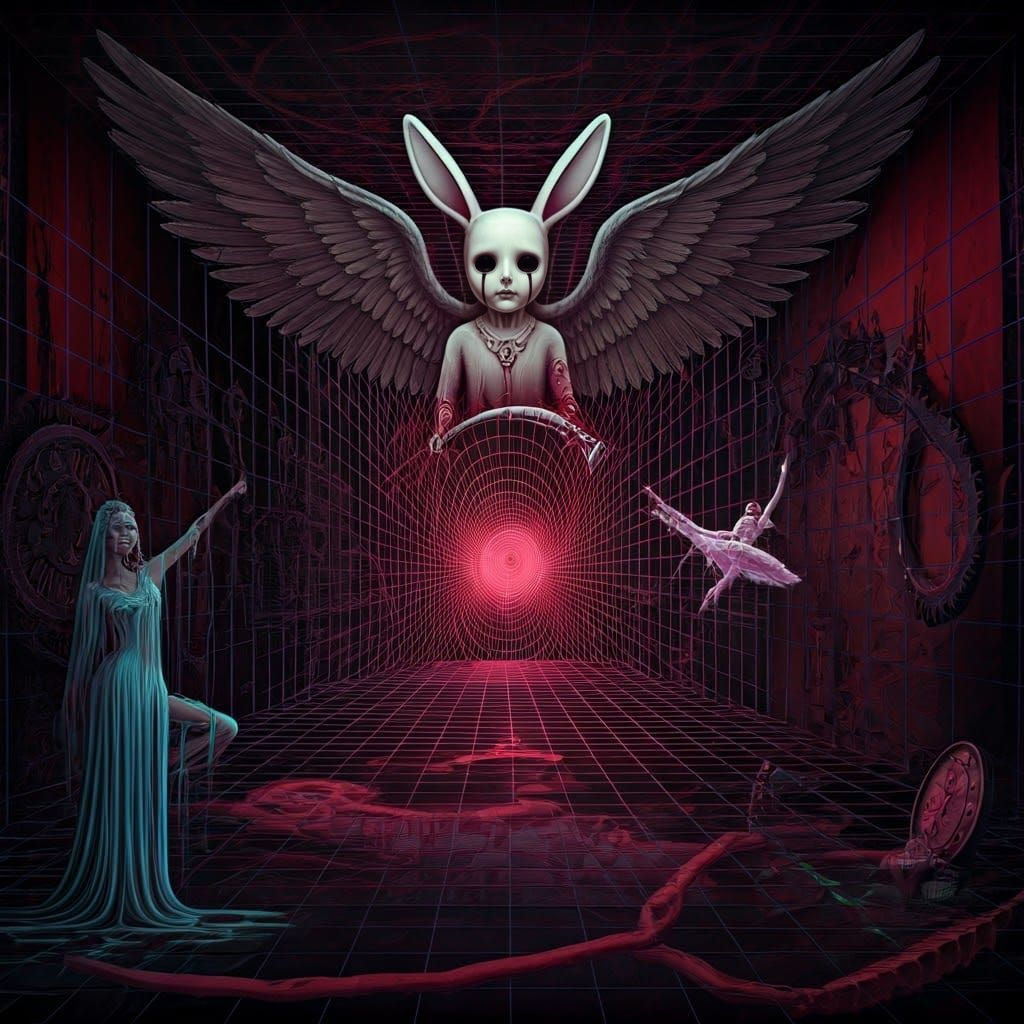 Surrealist Bunny Court in Checkerboard Realm