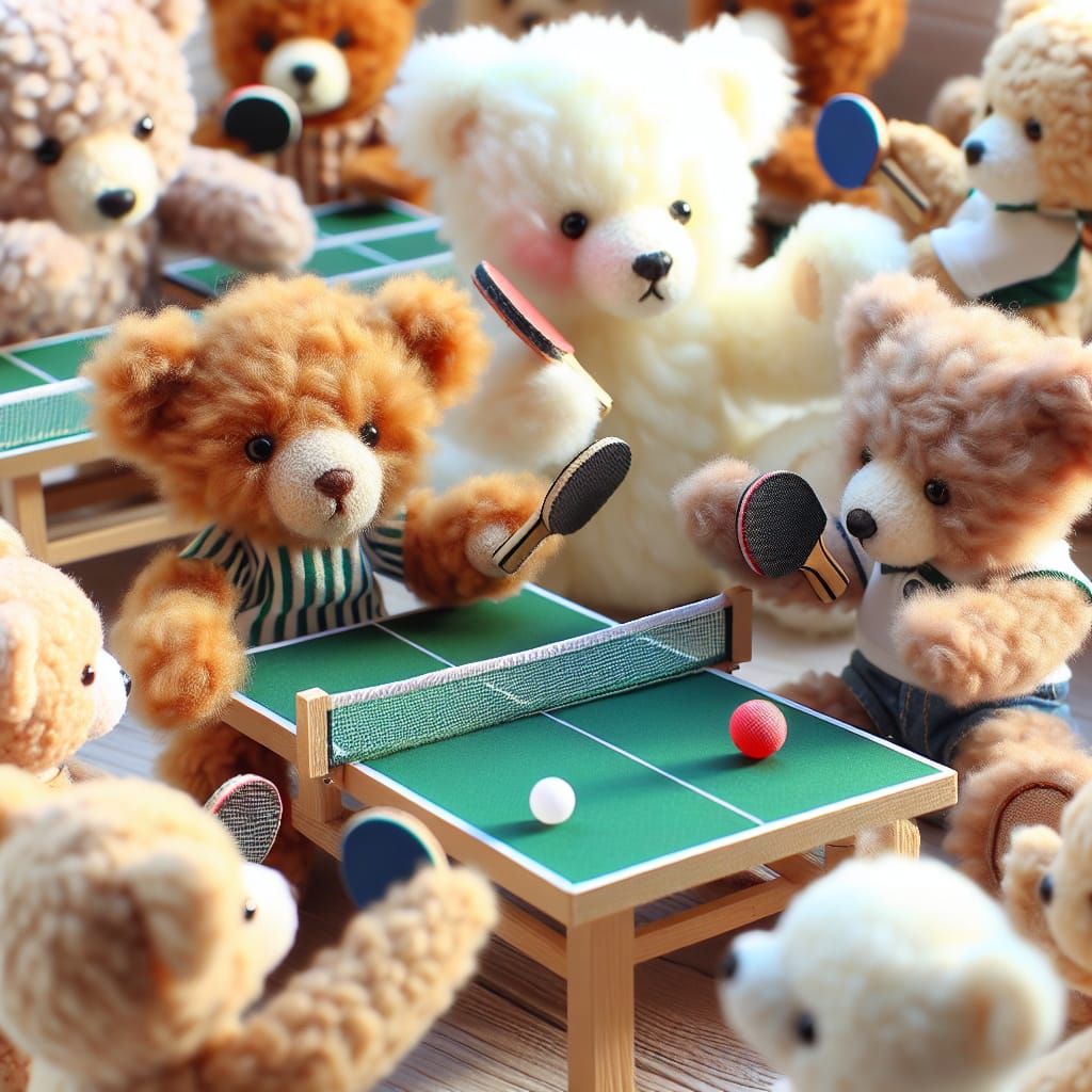 Teddy Bears Play Table Tennis