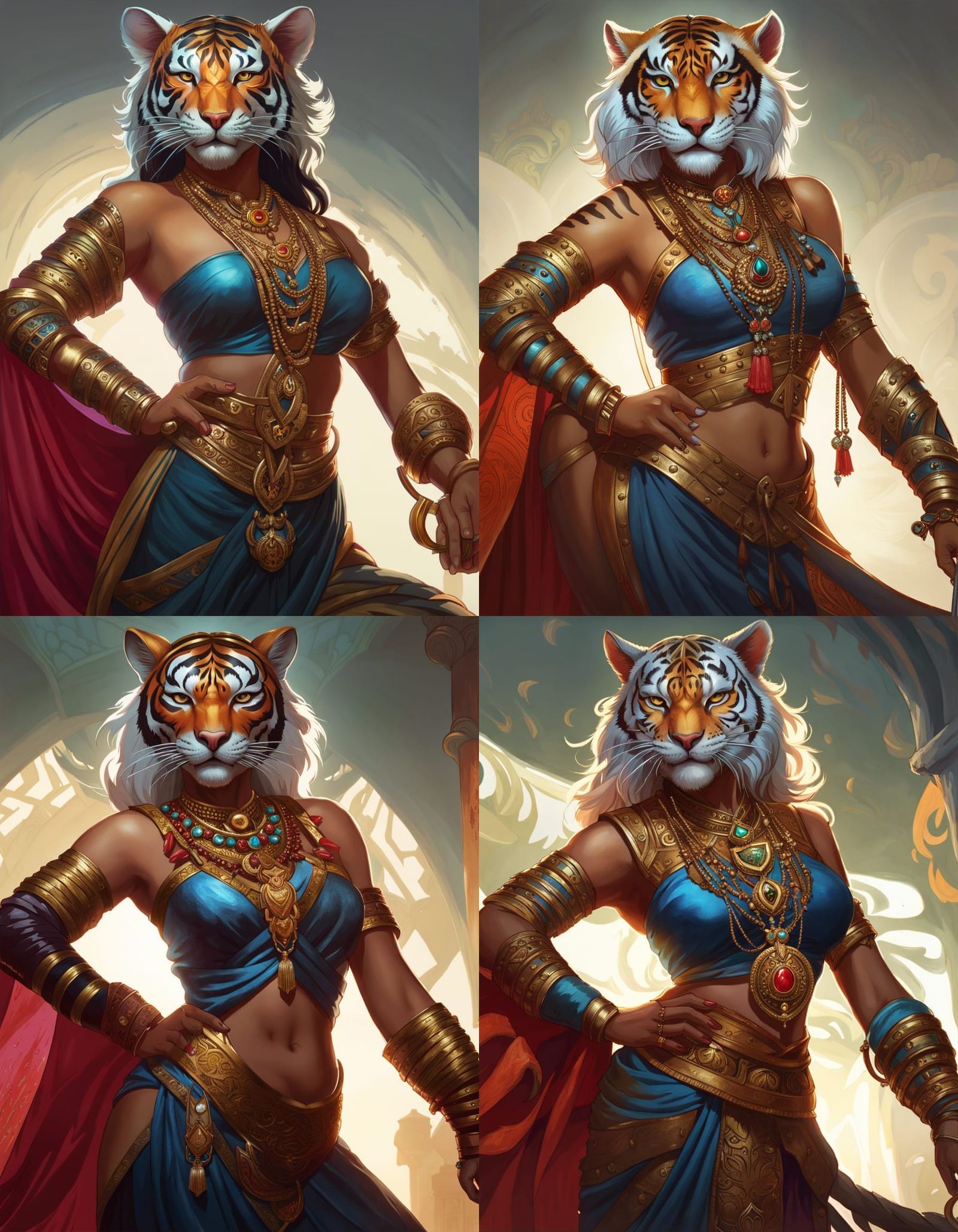 Rakshasa Woman with Tiger Head in Ornate Sari