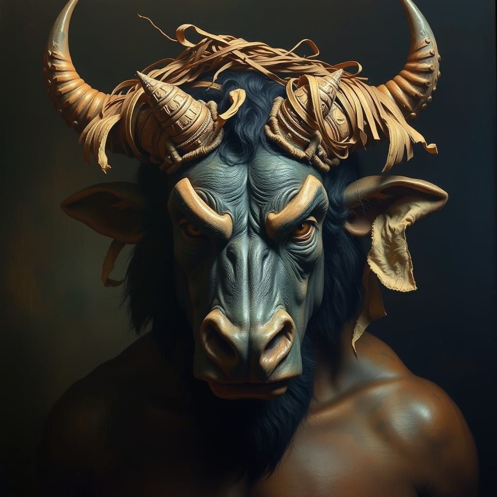 Caravaggio-Inspired Portrait of Minotaur